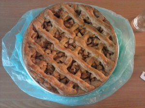 Welcoming apple pie from my mom!