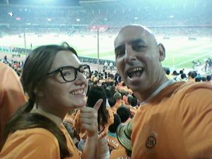 With dad at the China-NL soccer match